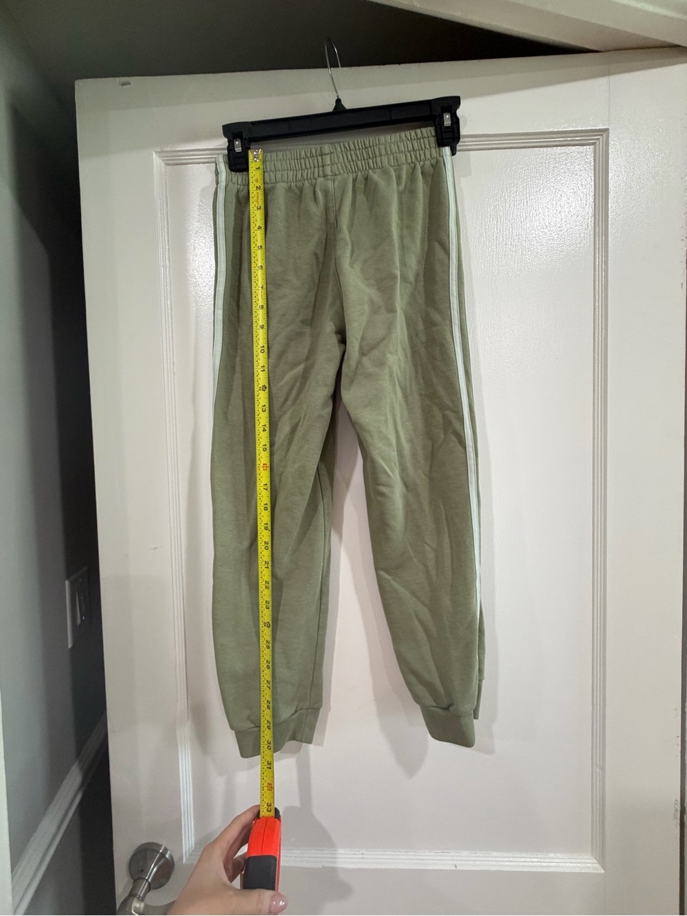 adidas Kids Olive Green Jogger Pants with White Three Stripes M - Picture 6 of 7